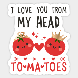 Valentine Day I Love You From My Head Couples Matching Funny Sticker